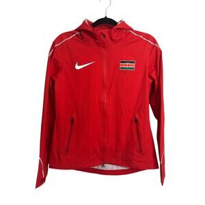 Nike Jacket Womens Medium Red Pro Elite Hypershield Storm Kenya Hooded Olympics